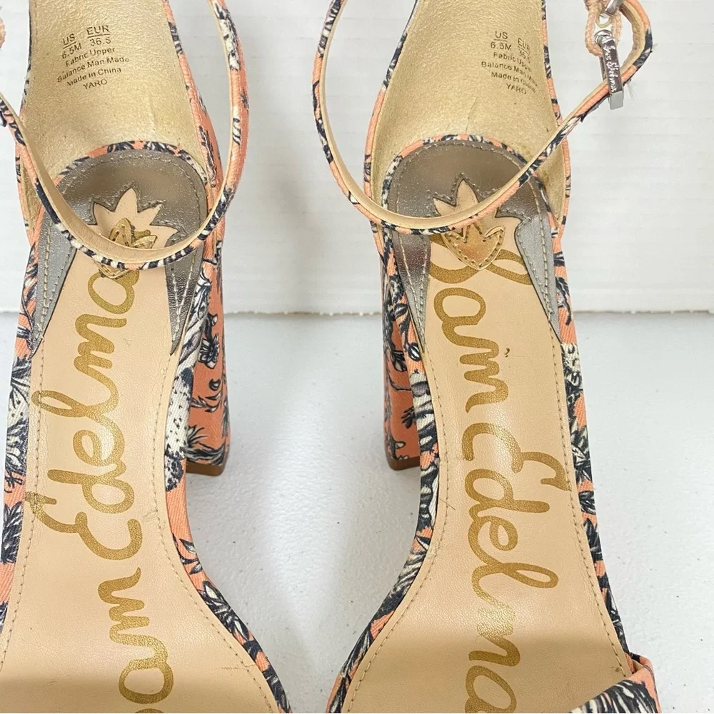 Sam Edelman Yaro Sandals Women’s 6.5M Peach Block Heel Ankle Strap Open Toe - Picture 8 of 11